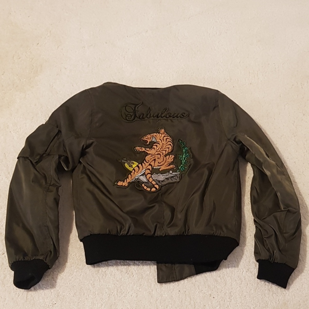 Forever 21 dark green bomber jacket